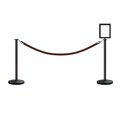 Montour Line Stanchion Post and Rope Kit Black, 2FlatTop 1Tan Rope 8.5x11V Sign C-Kit-1-BK-FL-1-Tapped-1-8511-V-1-PVR-TN-PS